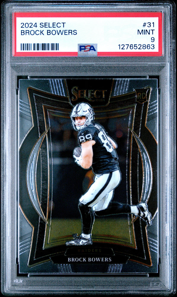 Graded 2024 Panini Select Brock Bowers #31 Rookie RC Football Card PSA 9 Mint (ONLINE ORDER ONLY)