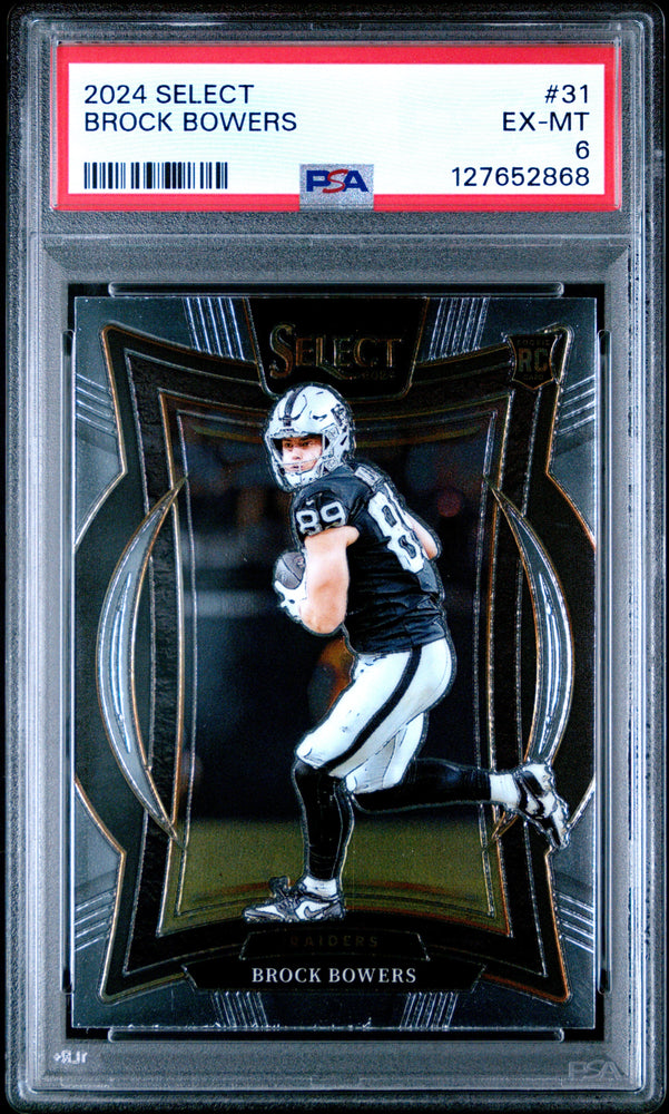 Graded 2024 Panini Select Brock Bowers #31 Rookie RC Football Card PSA 6 Excellent