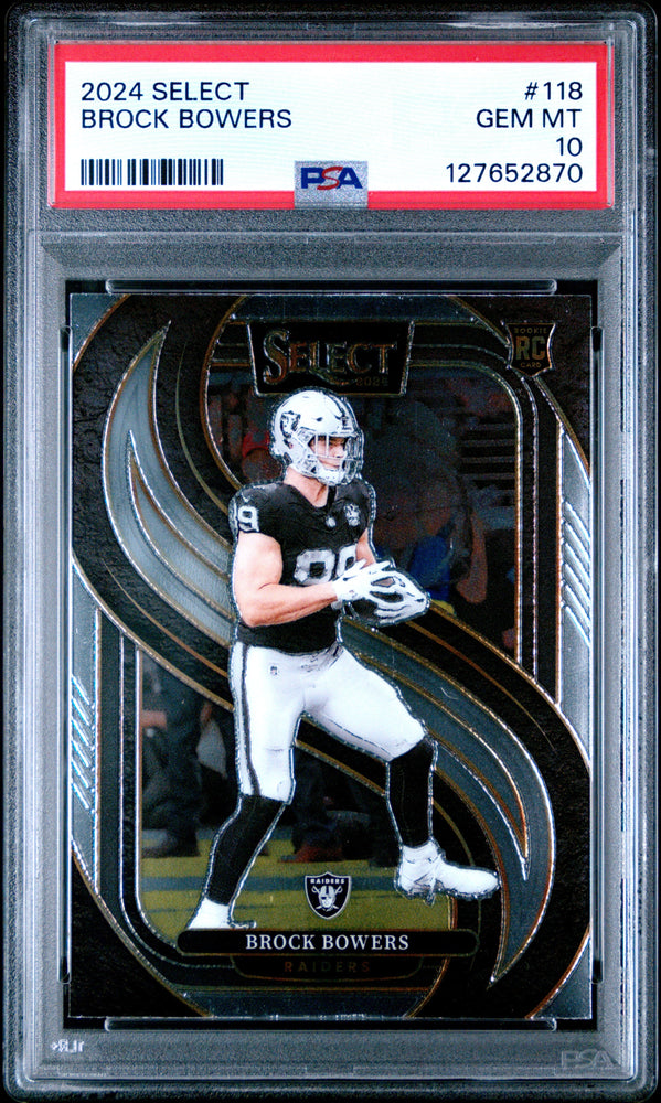 Graded 2024 Panini Select Brock Bowers #118 Rookie RC Football Card PSA 10 Gem Mint (ONLINE ORDER ONLY)