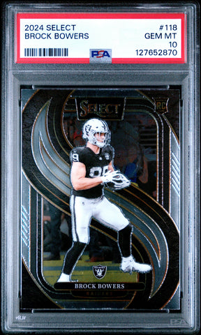 Graded 2024 Panini Select Brock Bowers #118 Rookie RC Football Card PSA 10 Gem Mint (ONLINE ORDER ONLY)