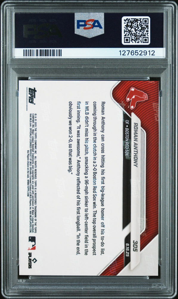 Graded 2025 Topps Now Roman Anthony #305 Gold Foil /50 Rookie RC Baseball Card PSA 10 Gem Mint (ONLINE ORDER ONLY)