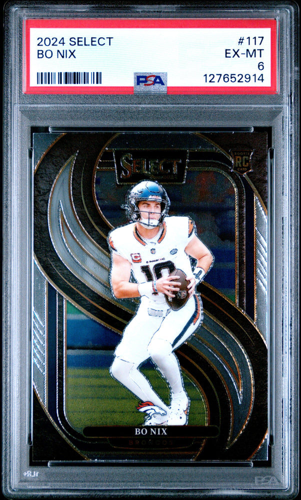 Graded 2024 Panini Select Bo Nix #117 Rookie RC Football Card PSA 6 Excellent (ONLINE ORDER ONLY)