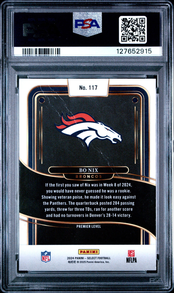 Graded 2024 Panini Select Bo Nix #117 Rookie RC Football Card PSA 2 Good (ONLINE ORDER ONLY)