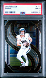 Graded 2024 Panini Select Bo Nix #117 Rookie RC Football Card PSA 2 Good (ONLINE ORDER ONLY)