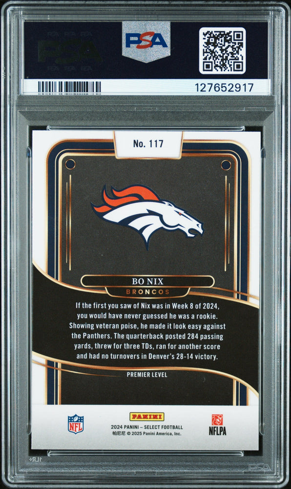 Graded 2024 Panini Select Bo Nix #117 Rookie RC Football Card PSA 8 Near Mint (ONLINE ORDER ONLY)