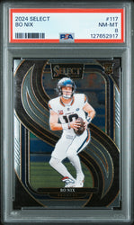 Graded 2024 Panini Select Bo Nix #117 Rookie RC Football Card PSA 8 Near Mint (ONLINE ORDER ONLY)