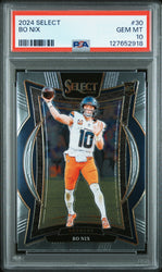 Graded 2024 Panini Select Bo Nix #30 Rookie RC Football Card PSA 10 Gem Mint (ONLINE ORDER ONLY)