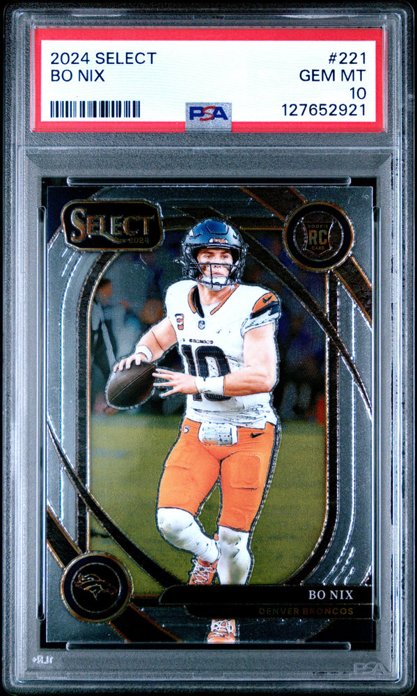 Graded 2024 Panini Select Bo Nix #221 Rookie RC Football Card PSA 10 Gem Mint (ONLINE ORDER ONLY)