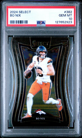 Graded 2024 Panini Select Bo Nix #382 Rookie RC Football Card PSA 10 Gem Mint (ONLINE ORDER ONLY)