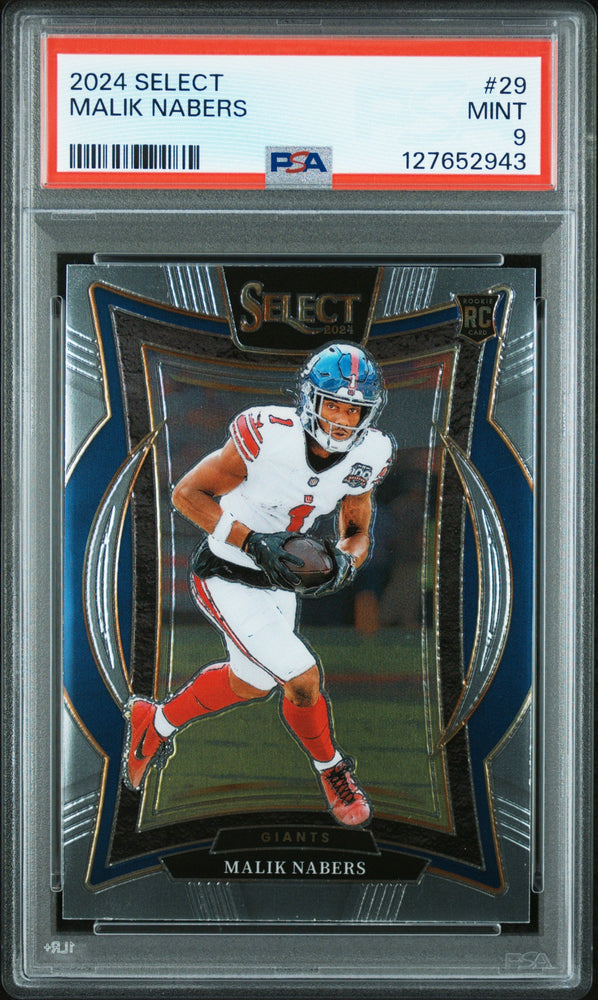 Graded 2024 Panini Select Malik Nabers #29 Rookie RC Football Card PSA 9 Mint