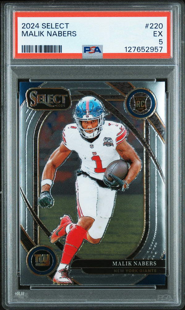 Graded 2024 Panini Select Malik Nabers #220 Rookie RC Football Card PSA 5 Excellent (ONLINE ORDER ONLY)