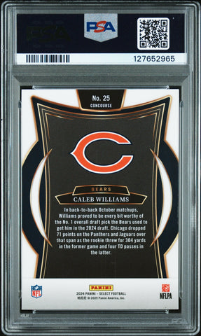 Graded 2024 Panini Select Caleb Williams #25 Rookie RC Football Card PSA 10 Gem Mint (ONLINE ORDER ONLY)