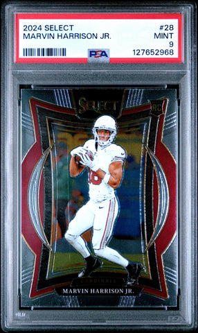Graded 2024 Panini Select Marvin Harrison Jr. #28 Rookie RC Football Card PSA 9 Mint (ONLINE ORDER ONLY)
