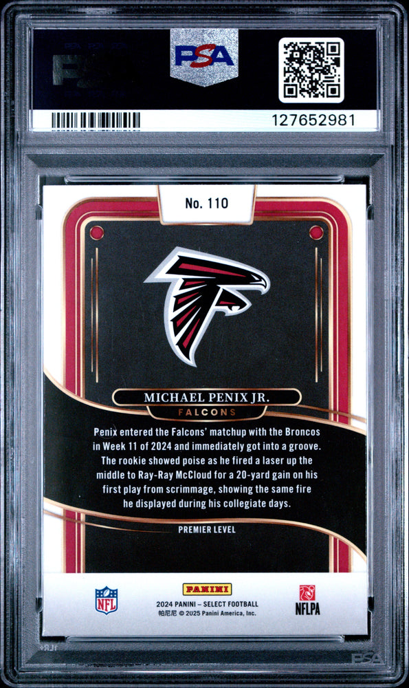 Graded 2024 Panini Select Michael Penix Jr. #110 Rookie RC Football Card PSA 9 Mint (ONLINE ORDER ONLY)