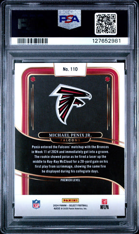 Graded 2024 Panini Select Michael Penix Jr. #110 Rookie RC Football Card PSA 9 Mint (ONLINE ORDER ONLY)