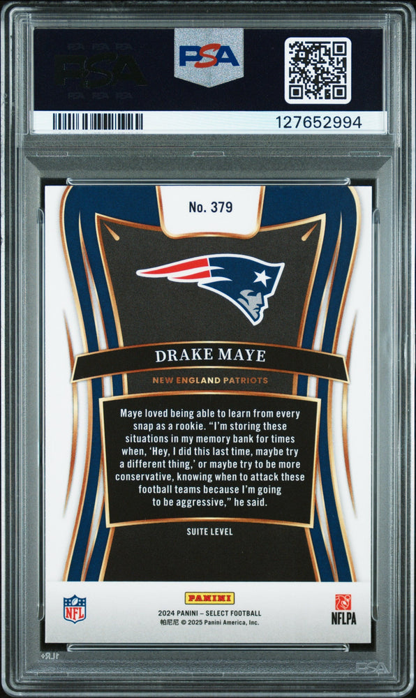 Graded 2024 Panini Select Drake Maye #379 Rookie RC Football Card PSA 8 Near Mint (ONLINE ORDER ONLY)