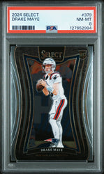 Graded 2024 Panini Select Drake Maye #379 Rookie RC Football Card PSA 8 Near Mint (ONLINE ORDER ONLY)