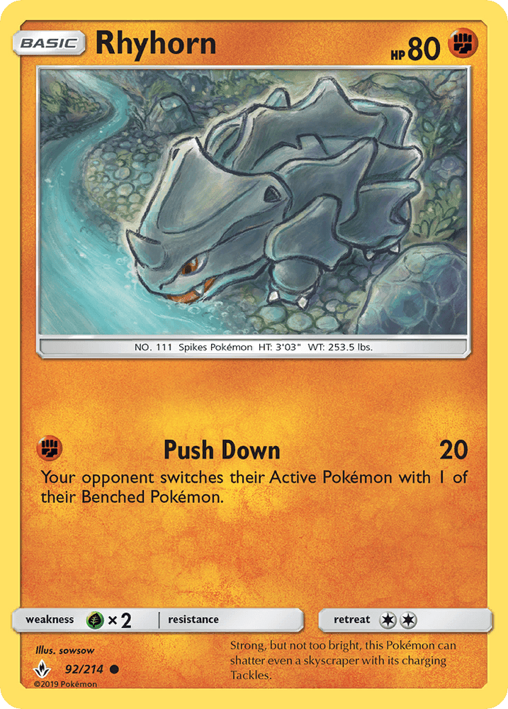 Rhyhorn (92/214) [Sun & Moon: Unbroken Bonds] (Online Only)