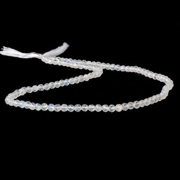 3.8mm Rainbow Moonstone Faceted Round Beads 14 inch 80 pieces (ONLINE ORDER ONLY)