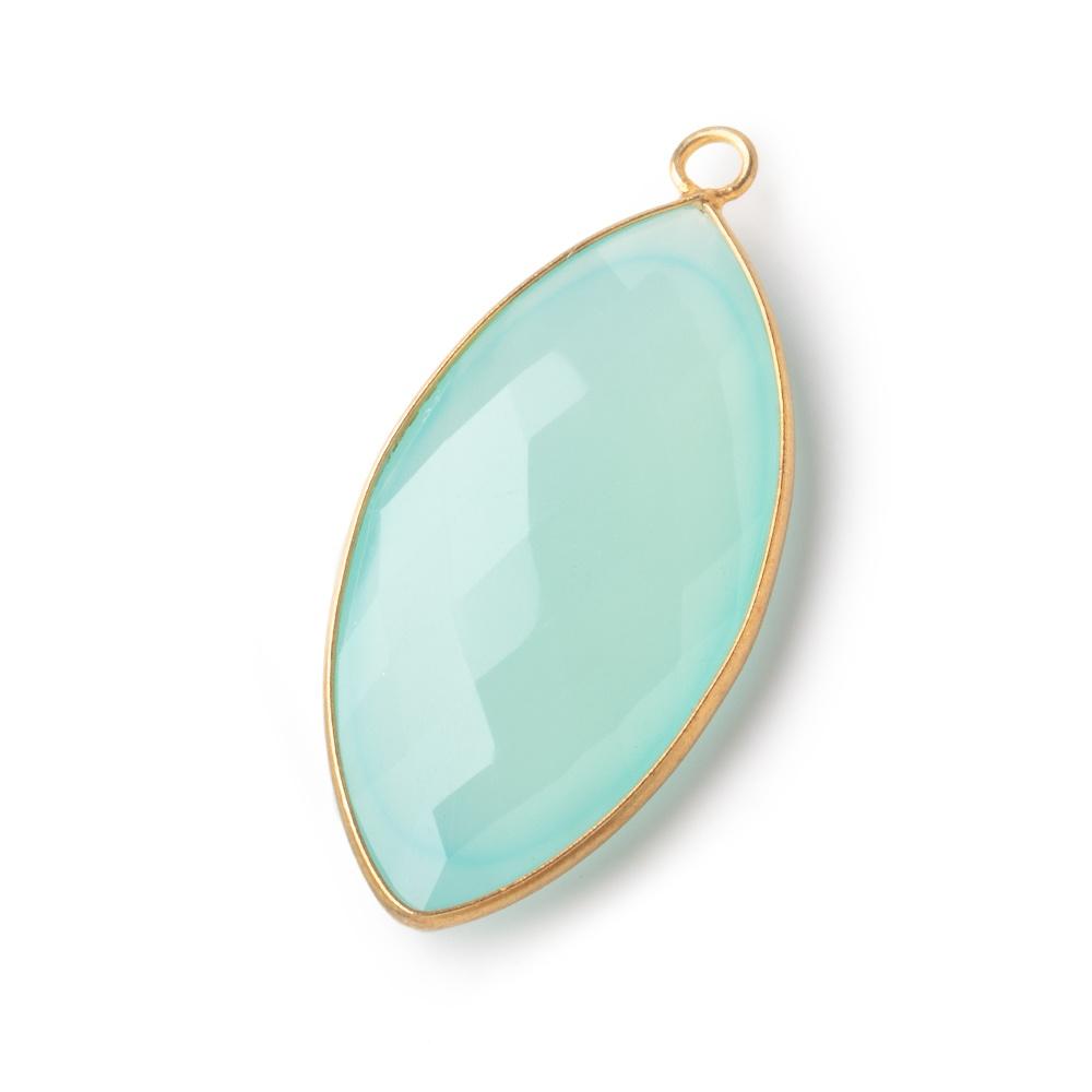 38x12mm Vermeil Bezel Seafoam Chalcedony Faceted Marquise Pendant 1 piece (ONLINE ORDER ONLY)