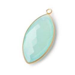 38x12mm Vermeil Bezel Seafoam Chalcedony Faceted Marquise Pendant 1 piece (ONLINE ORDER ONLY)