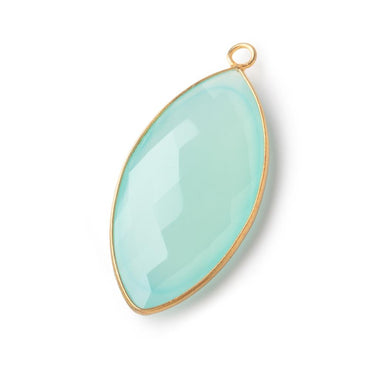 38x12mm Vermeil Bezel Seafoam Chalcedony Faceted Marquise Pendant 1 piece (ONLINE ORDER ONLY)
