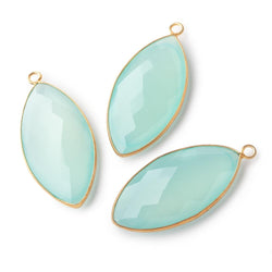 38x12mm Vermeil Bezel Seafoam Chalcedony Faceted Marquise Pendant 1 piece (ONLINE ORDER ONLY)