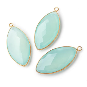 38x12mm Vermeil Bezel Seafoam Chalcedony Faceted Marquise Pendant 1 piece (ONLINE ORDER ONLY)