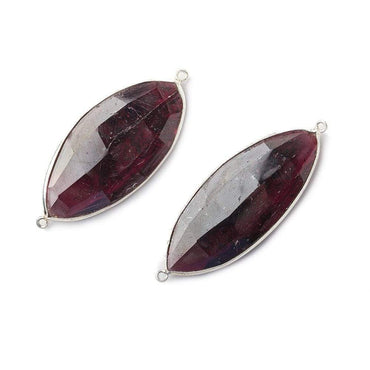 38x18mm & 39x17mm Rhodolite Garnet marquise .925 Silver Bezel Connector Set of 2 (ONLINE ORDER ONLY)