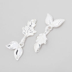 38x18mm Sterling Silver Hook and Eye Clasp with Leaves 1 piece (ONLINE ORDER ONLY)