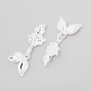 38x18mm Sterling Silver Hook and Eye Clasp with Leaves 1 piece (ONLINE ORDER ONLY)
