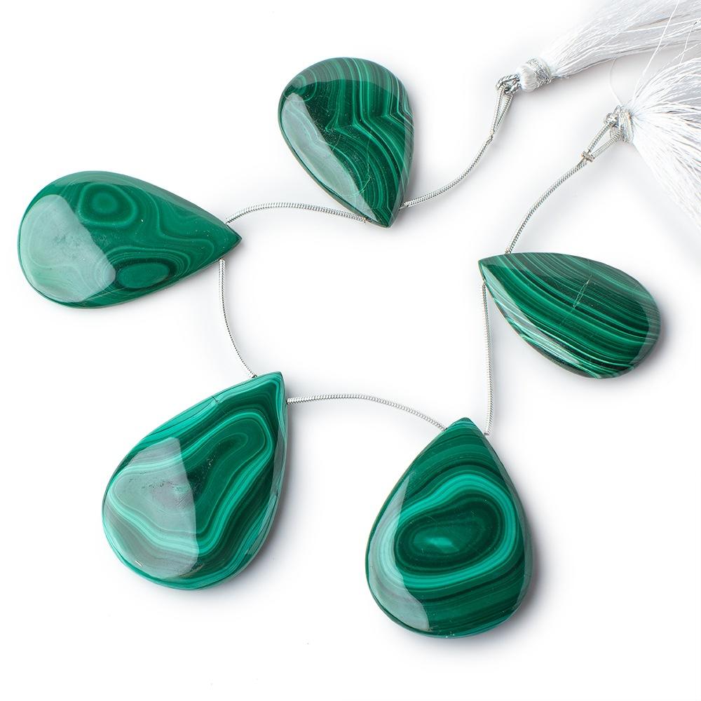 38x24-48x32mm Malachite Plain Pear Briolettes 6 inch 5 Beads (ONLINE ORDER ONLY)