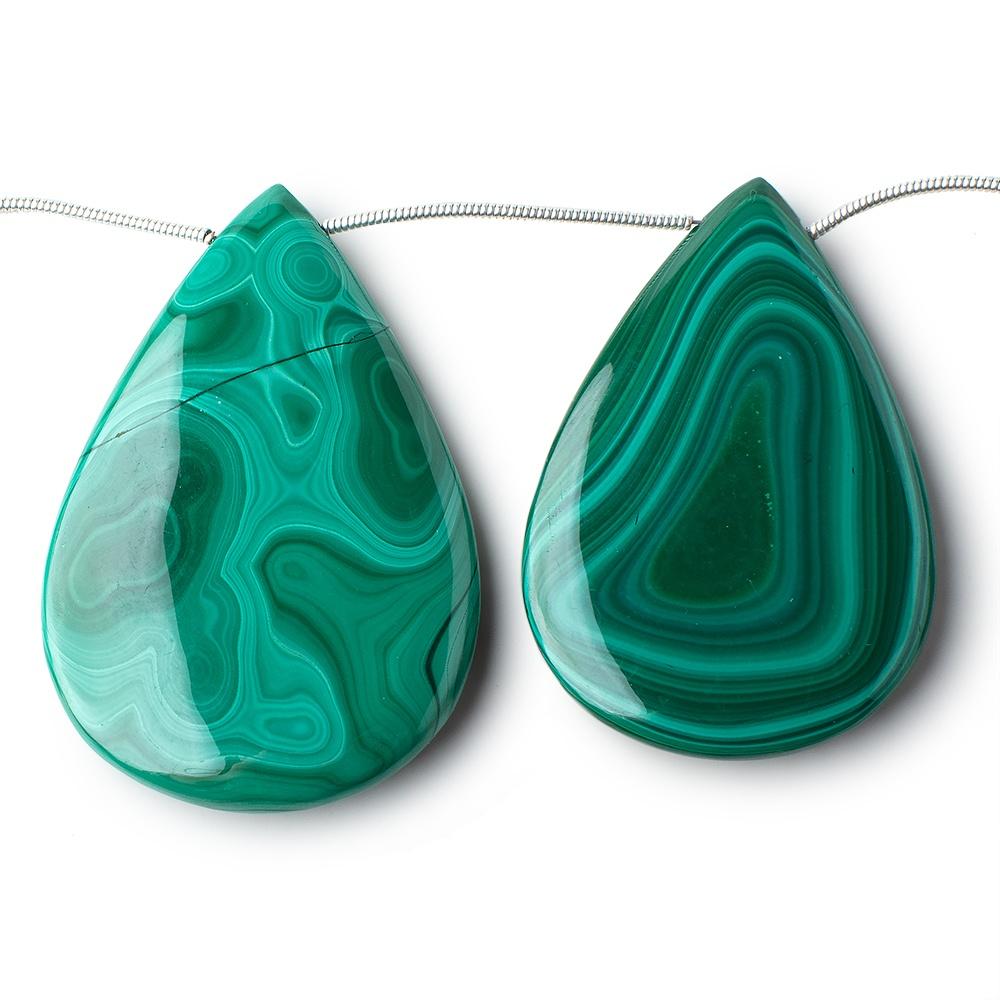 38x24-48x32mm Malachite Plain Pear Briolettes 6 inch 5 Beads (ONLINE ORDER ONLY)
