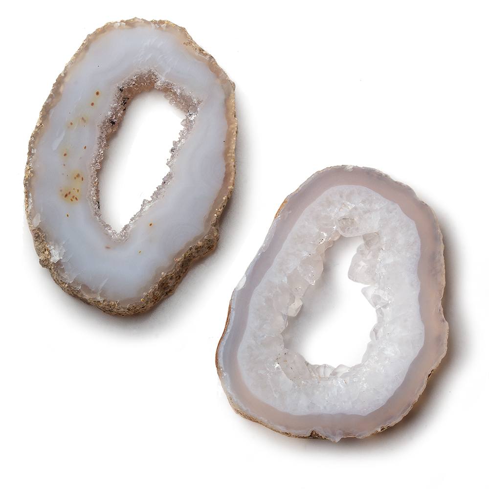 38x25-36x27mm Occo Agate with Drusy Slice without drill hole 2 pieces (ONLINE ORDER ONLY)