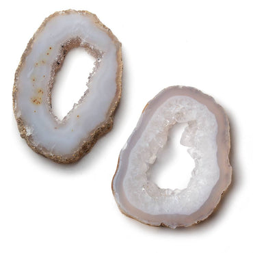 38x25-36x27mm Occo Agate with Drusy Slice without drill hole 2 pieces (ONLINE ORDER ONLY)