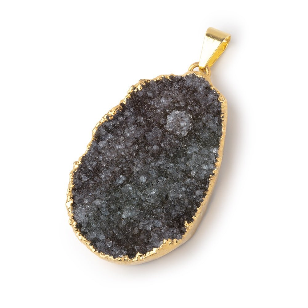 38x26mm Gold Leafed Brownish Gray Drusy Pendant 1 focal piece (ONLINE ORDER ONLY)