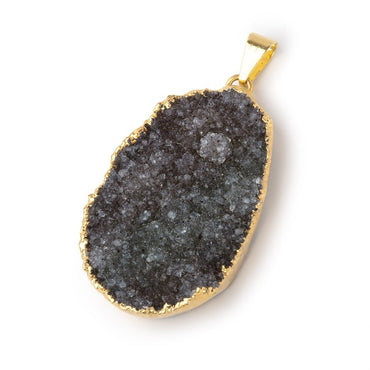 38x26mm Gold Leafed Brownish Gray Drusy Pendant 1 focal piece (ONLINE ORDER ONLY)