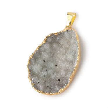 38x26mm Gold Leafed Dove Gray Drusy Pendant 1 focal piece (ONLINE ORDER ONLY)