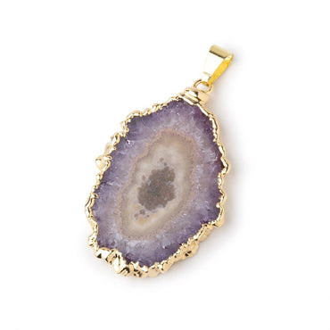 38x29mm Gold Leafed Amethyst Solar Quartz Slice Pendant 1 focal piece (ONLINE ORDER ONLY)
