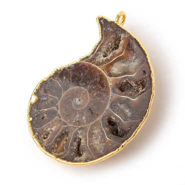 38x31.5mm Gold Leafed Ammonite Fossil Pendant 1 piece (ONLINE ORDER ONLY)