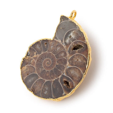 38x32.5mm Gold Leafed Ammonite Fossil Pendant 1 focal piece (ONLINE ORDER ONLY)
