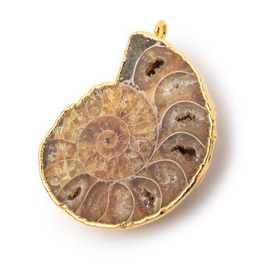 38x32.5mm Gold Leafed Ammonite Fossil Pendant 1 piece (ONLINE ORDER ONLY)