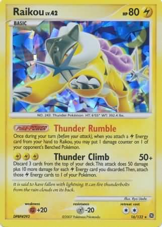 Raikou (16/132) (Cracked Ice Holo) [Diamond & Pearl: Secret Wonders] (Online Only)