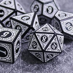 White Magic Flame 7-Dice Set DND RPG Dice Black w/Color Fill (Online Only)