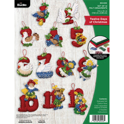 Bucilla 12 Days of Christmas Felt Ornament Kit – Set of 12 Holiday Ornaments (ONLINE ORDER ONLY)
