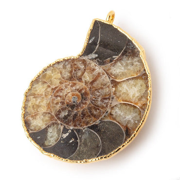 39.5x33.5mm Gold Leafed Ammonite Fossil Pendant 1 piece (ONLINE ORDER ONLY)