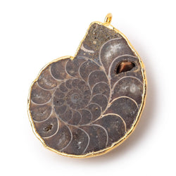 39.5x33mm Gold Leafed Ammonite Fossil Pendant 1 focal piece (ONLINE ORDER ONLY)