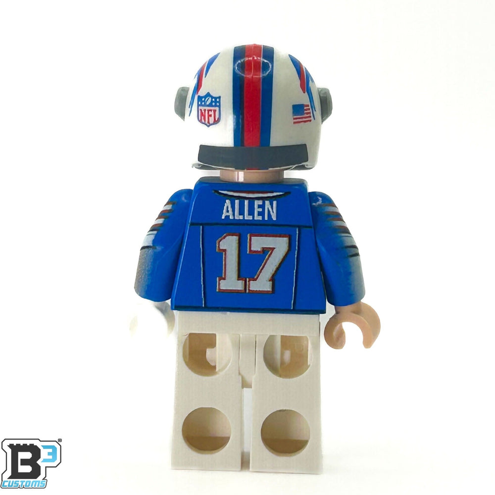 #17 QB Bills Football Player Minifig made using LEGO parts - B3 Customs (Online Order Only)