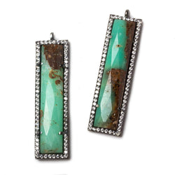 39x10.5mm Black Gold Bezel CZ and Chrysoprase Bar 1 ring Pendant 1 piece (ONLINE ORDER ONLY)