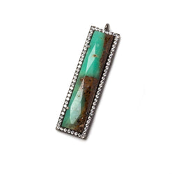 39x10.5mm Black Gold Bezel CZ and Chrysoprase Bar 1 ring Pendant 1 piece (ONLINE ORDER ONLY)